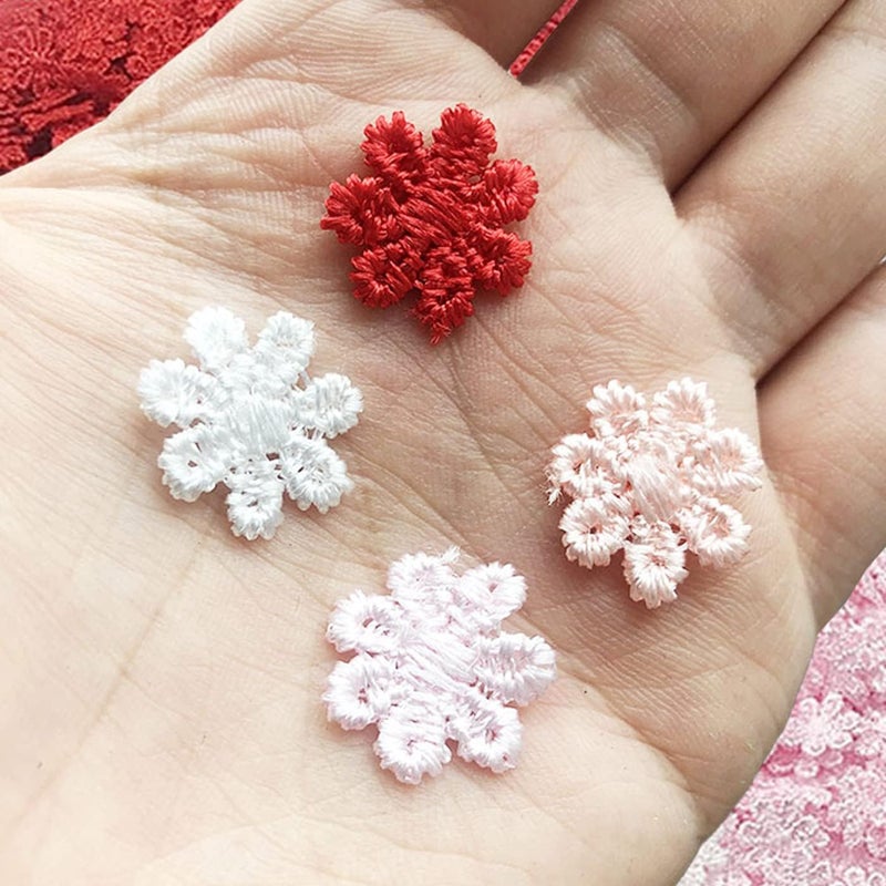 MSCFTFB 1000 Pieces 0.5inch Daisy Guipure Lace Applique Embroidered Floral Sew on Patch Mini Motif for Sewing Decoration Jewelry Making (Pale Pink) - Image 2